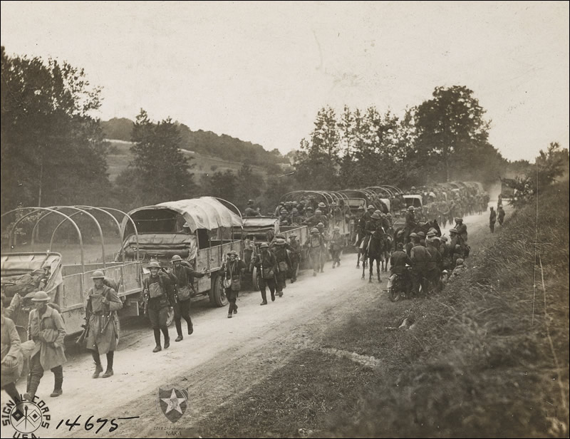 1st Bn., 4th Bg., 5th US Marines, Major J. S. Turrill, Comdg, between Montreuil & Chateau Thierry, France. June 18, 1918.