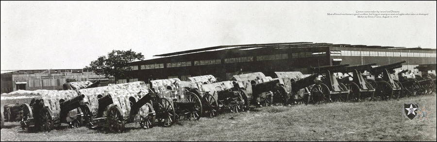 German cannon taken by 1st & 2nd Divisions. Most breech mechanism in good condition. Mehun sur Yevre, France. Aug. 12, 1918.