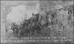 C0. "B" 2d Engrs. Drilling in Launching of Foot Bridge to be used in Rapid Crossing of the Aisne