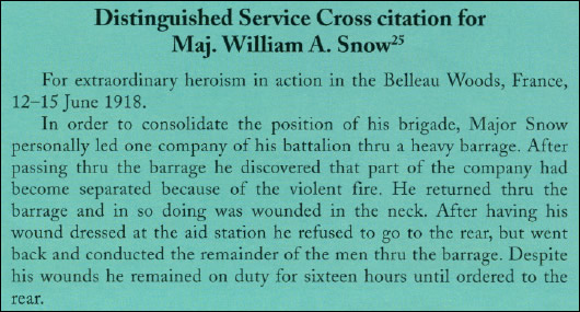 Distinguished Service Cross citation for Maj. William A. Snow